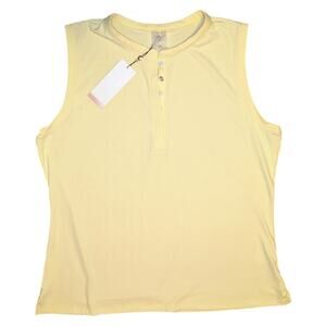 Calia Women's Golf Ribbed Sleeveless Polo Tank Lemon Chiffon Yellow XXL